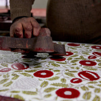 Hand Block Printed Greeting Card | Marigold Glitz Scarlet